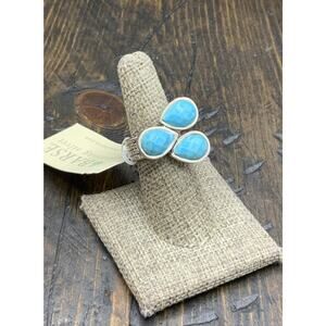 Barse Trio Ring- Turquoise- Sterling Silver- 7- NWT